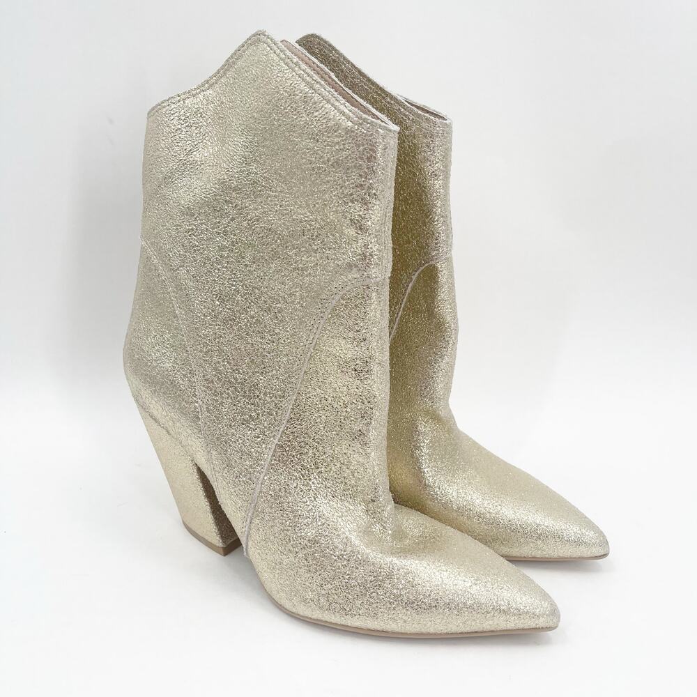 DOLCE VITA Nestly Boots Size 6.5 Gold Metallic Western Cowgirl Cowboy Suede NEW - Picture 2 of 16